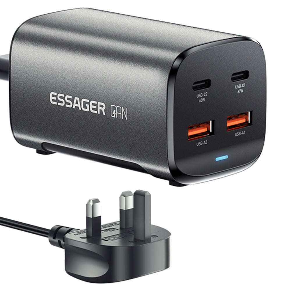 ESSAGER 67W GaN Power Adapter 2 USB + 2 Type-C Portable Desktop Charger ESSAGER 67W GaN Power Adapter 2 USB + 2 Type-C Portable Desktop Charger